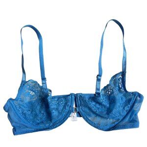 Coqeuette Front Close Lace Bra (Blue) - Medium